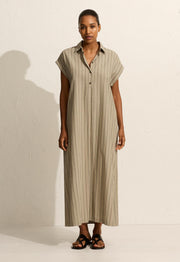 Sleeveless Stripe Djellaba - Sage Stripe - Matteau